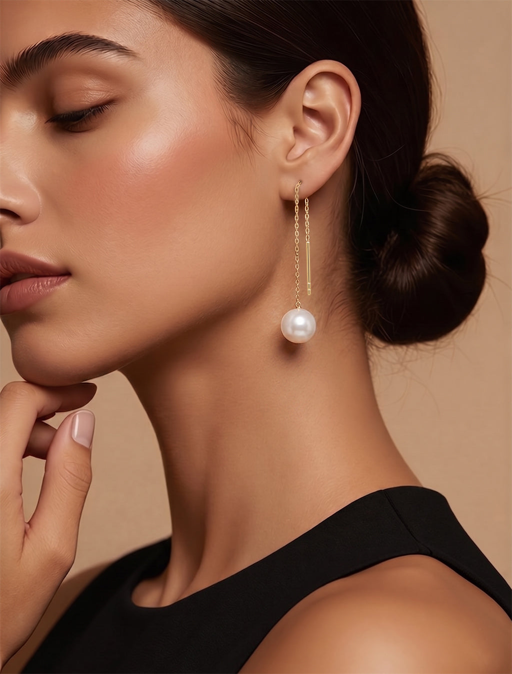 Aurora Elixir Earrings Japanese Akoya Pearl 18K Gold Threader Earrings