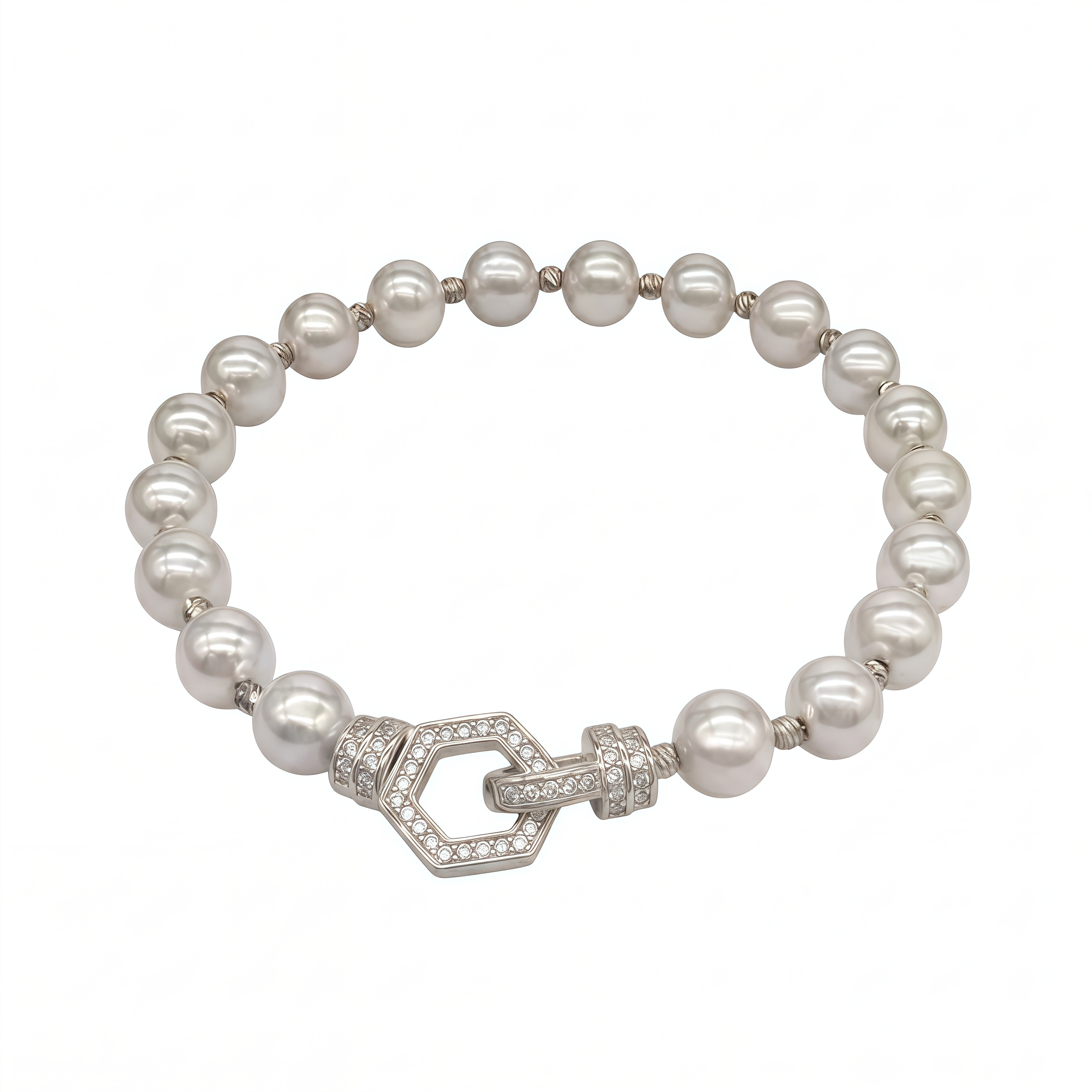 The Hexa-Luxe Pearl Bracelet Silver