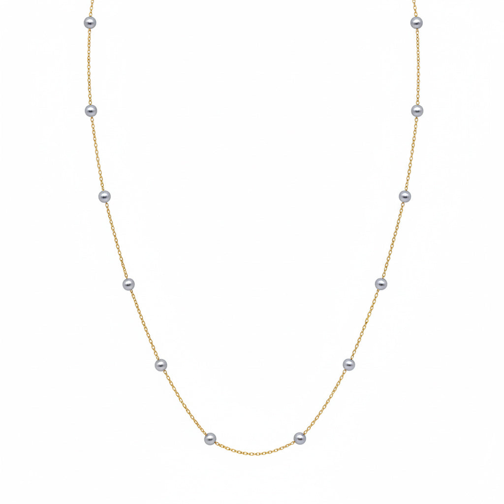 Petite Pearl Short Chain Necklace 18K Gold Vermeil