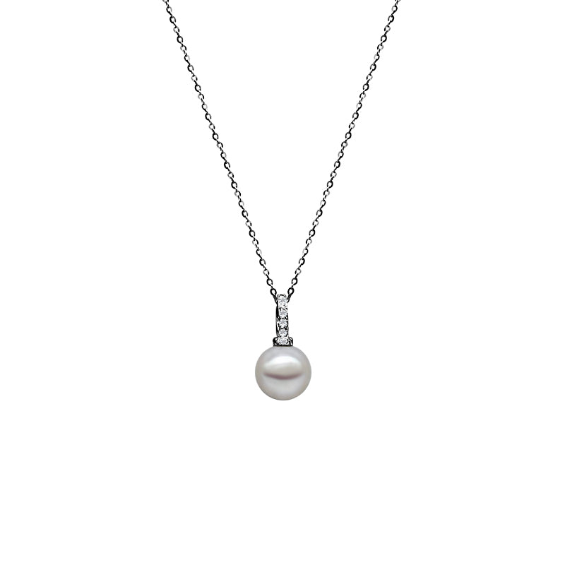 Grace Drop Pearl Sparkling Pendant Necklace