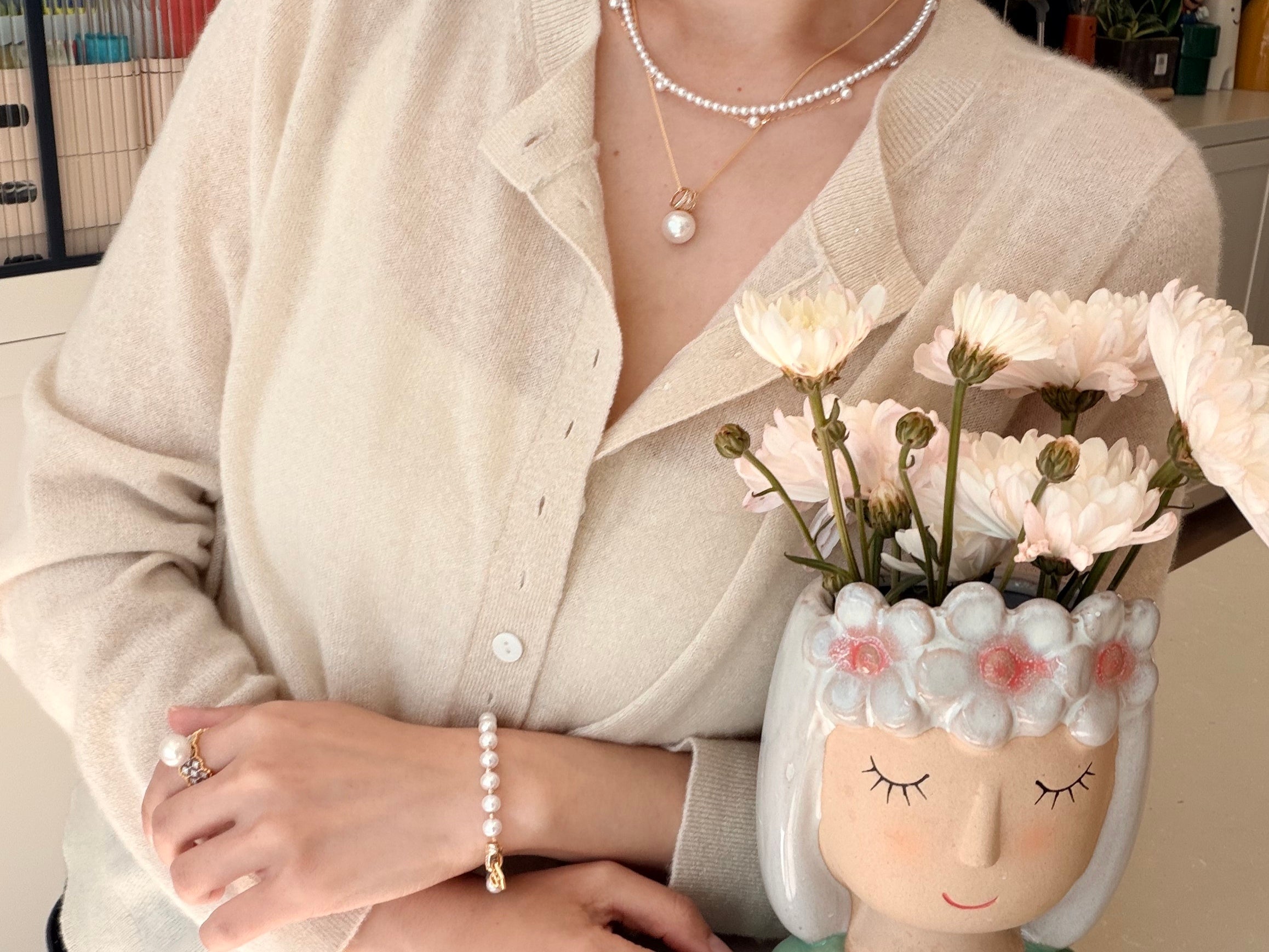The Hexa-Luxe Pearl Bracelet 18K Gold Vermeil