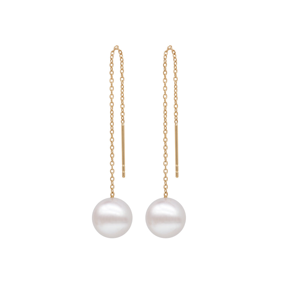Aurora Elixir Earrings Japanese Akoya Pearl 18K Gold Threader Earrings