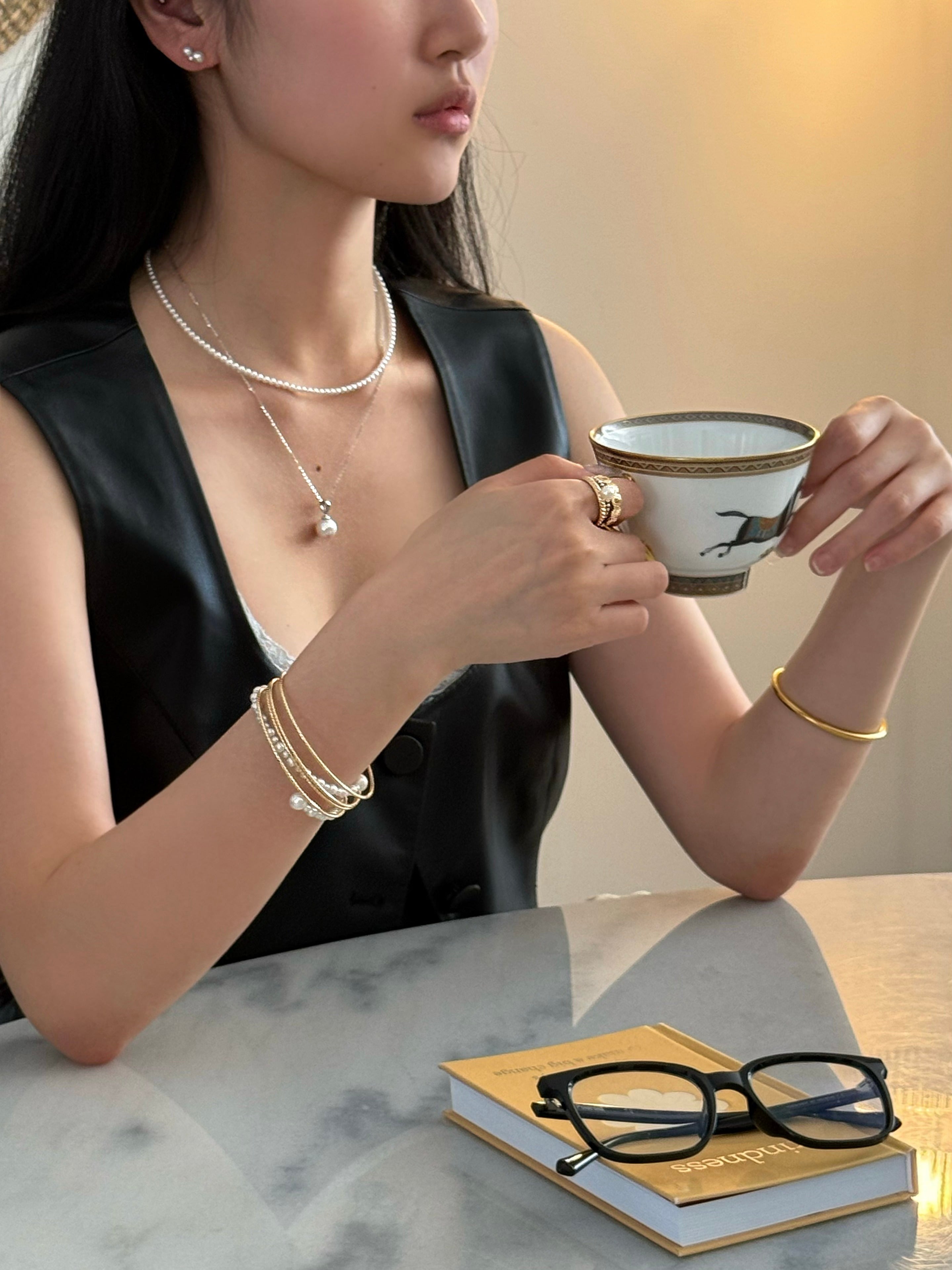 Petite Aurora Round Pearl Strand Necklace