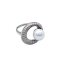 Silver Orbit Pearl Ring
