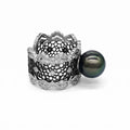 The Midnight Lace Peacock Tahitian Pearl Ring