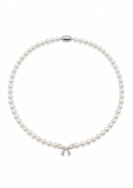 The Coquette Pavé Bow Freshwater Pearl Necklace