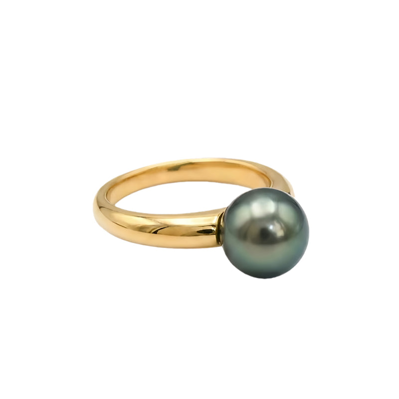 Classic Timeless Tahitian Pearl Ring 18K Gold Plated 0.3mic