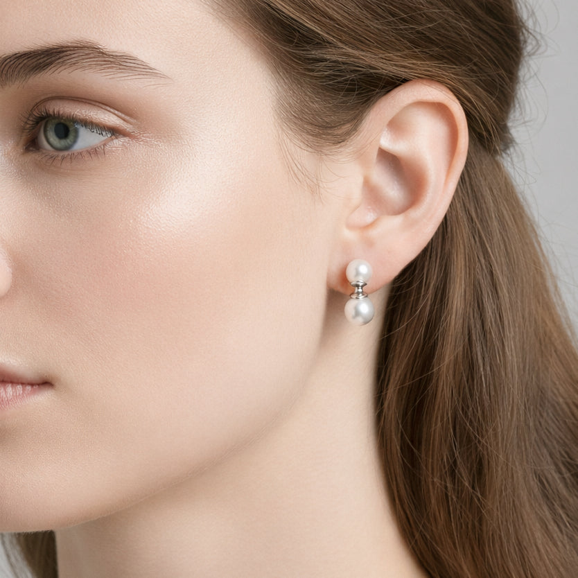 Harmonic Pearl Duet Stud Earring