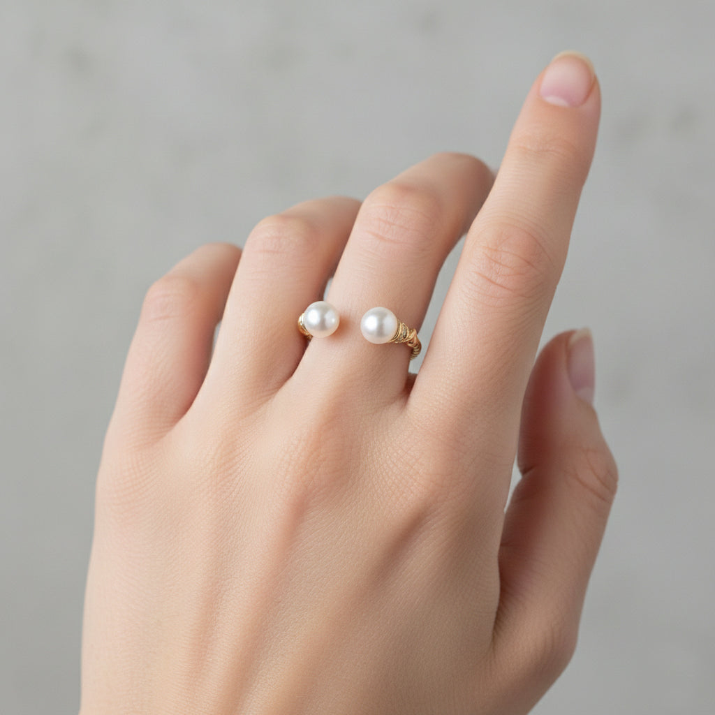 Duetto Lume Pearl 18K Gold Vermeil Ring