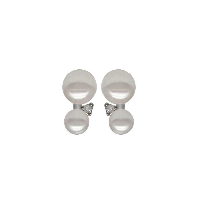 Harmonic Pearl Duet Sparkling Stud Earring