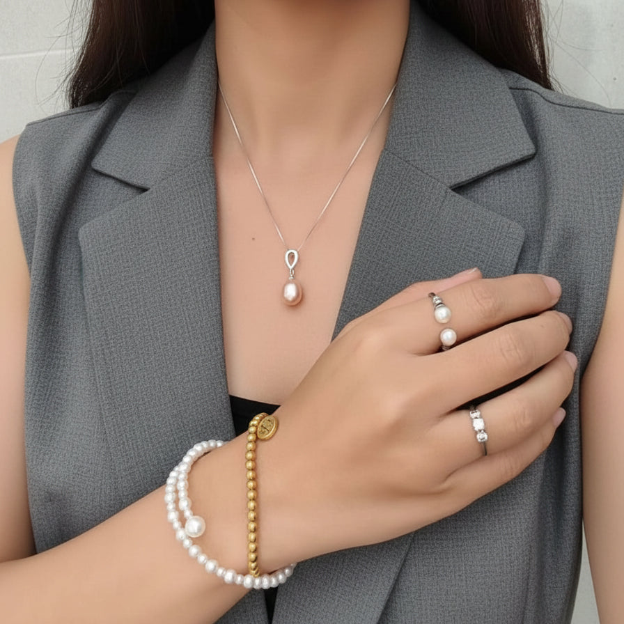 Duetto Lume Pearl Silver Ring