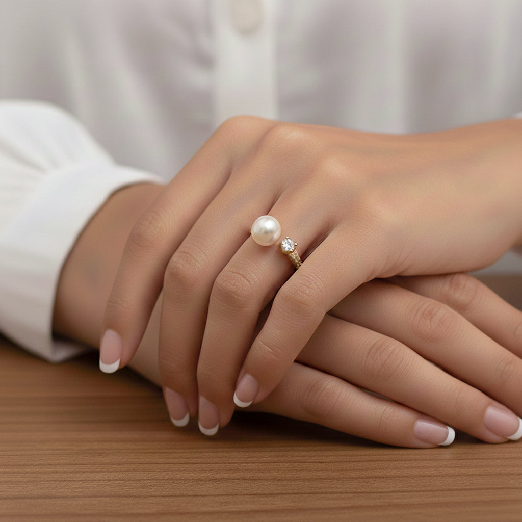 Brilliance Pearl Ring 18K Gold Vermeil