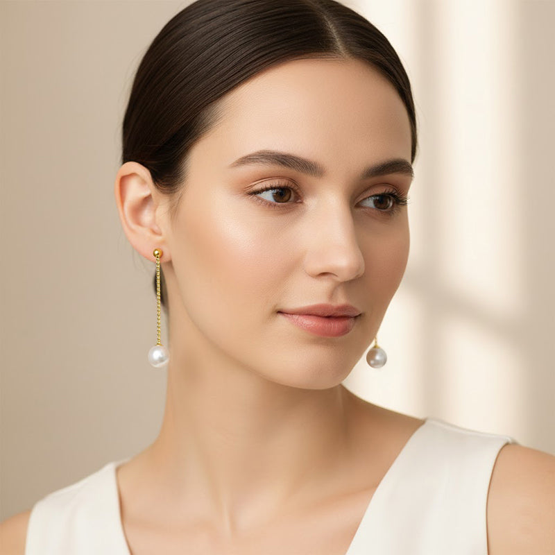 Dew Pearl Drop Earrings 18K Gold Vermeil