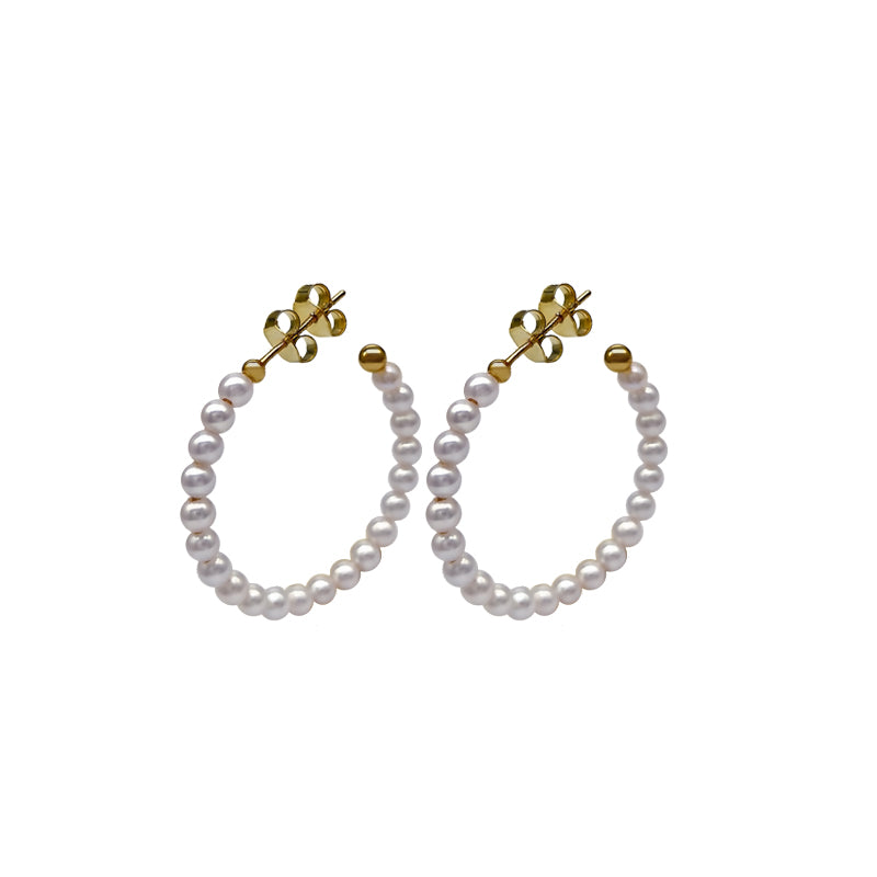 Petite Pearl Crescent 18K Gold Vermeil Earring