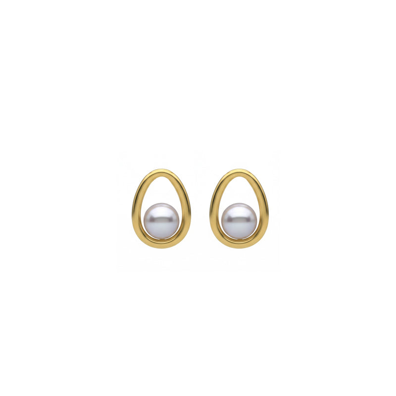 Halo Oval Pearl Studs 18K Gold Vermeil