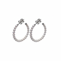 Petite Pearl Crescent Silver Earring