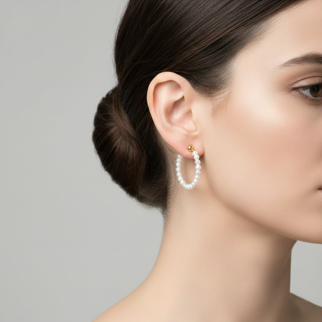 Petite Pearl Crescent 18K Gold Vermeil Earring