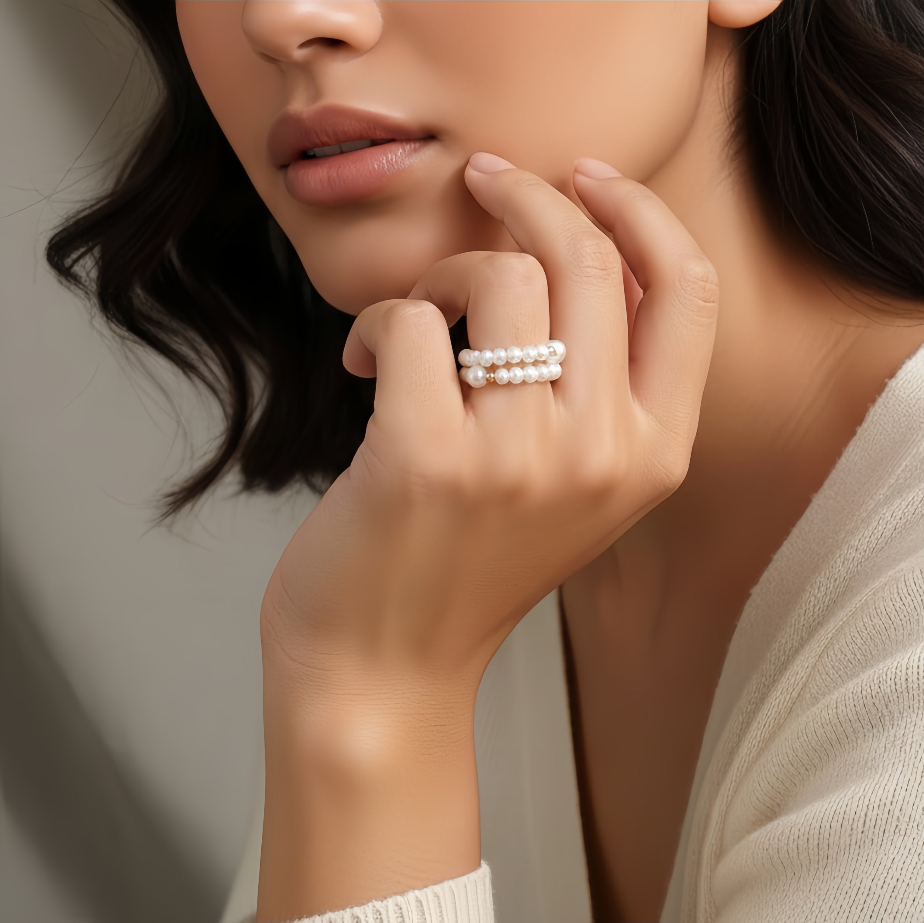 Petite Halo Pearl Ring with 18K Solid Gold