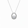 Halo Oval Pearl Pendant Necklace