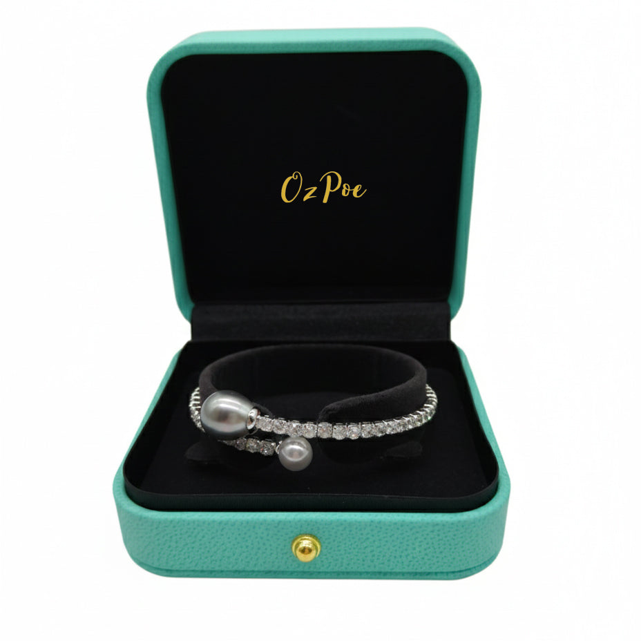 Tahitian & Akoya Dual-Pearl Open-Cuff Bracelet