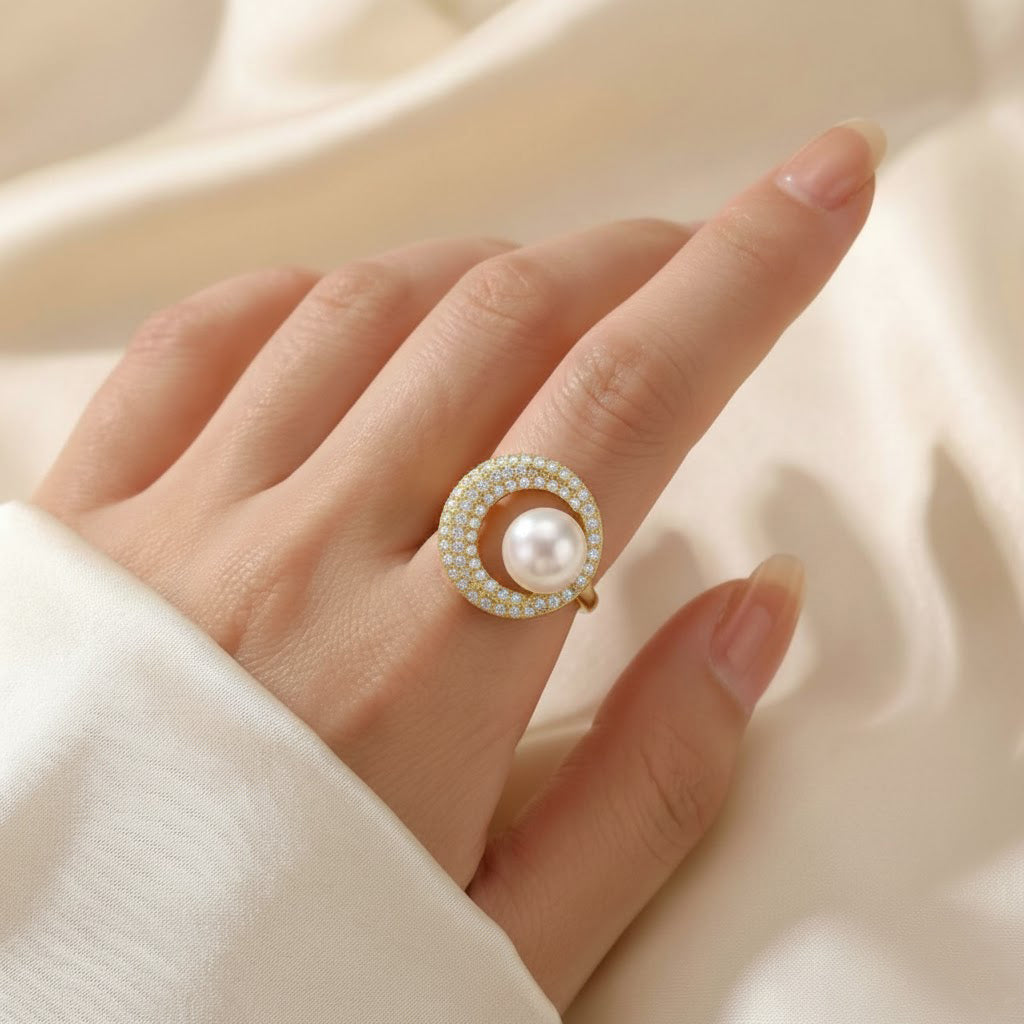 Luna Crest Pearl Ring 18K Gold Vermeil